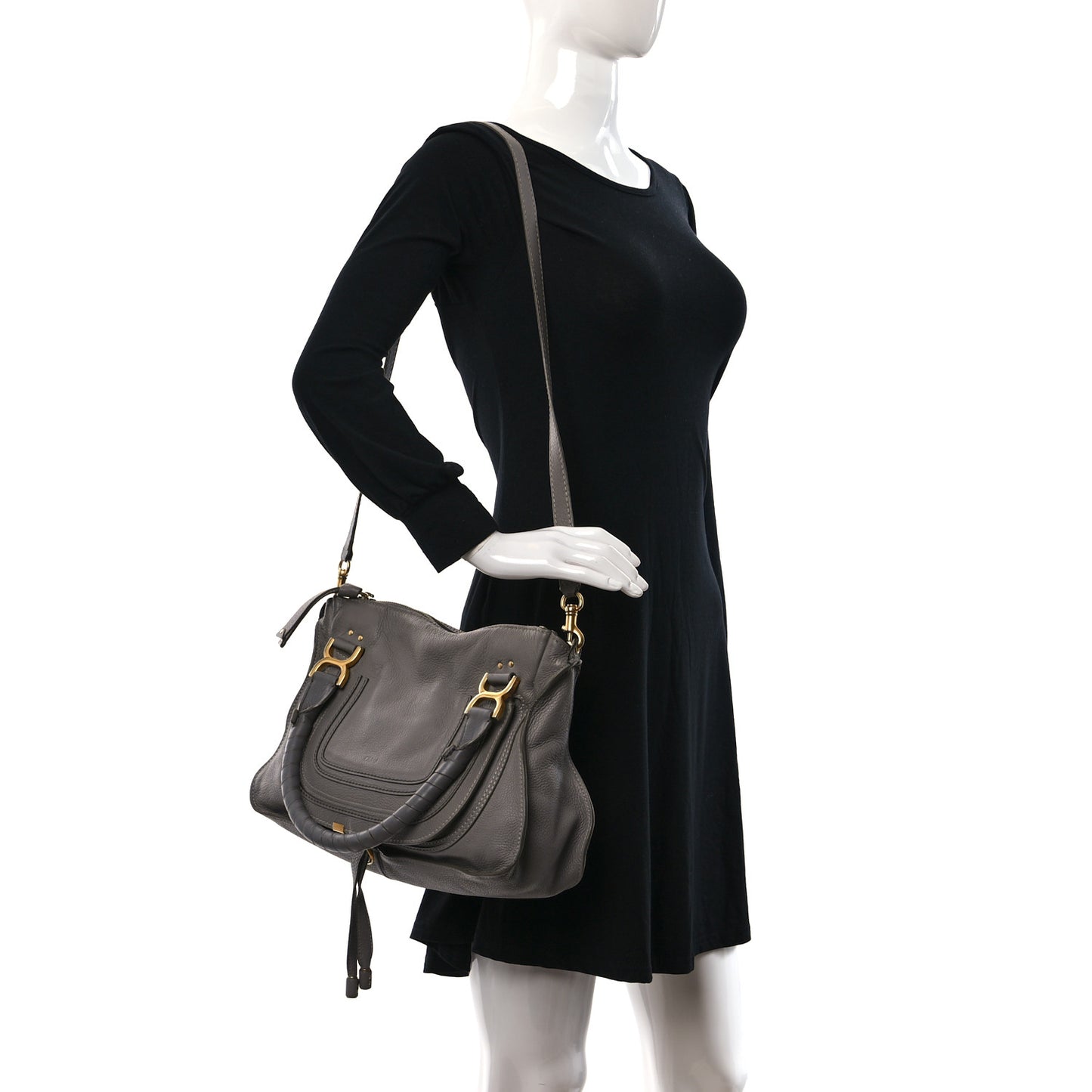 Calfskin Medium Marcie Satchel Cashmere Grey