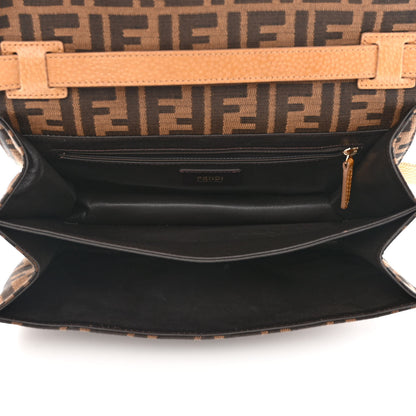 Fendi Zucca Classico No.1 Satchel Tobacco Camel Satin 4 of 10