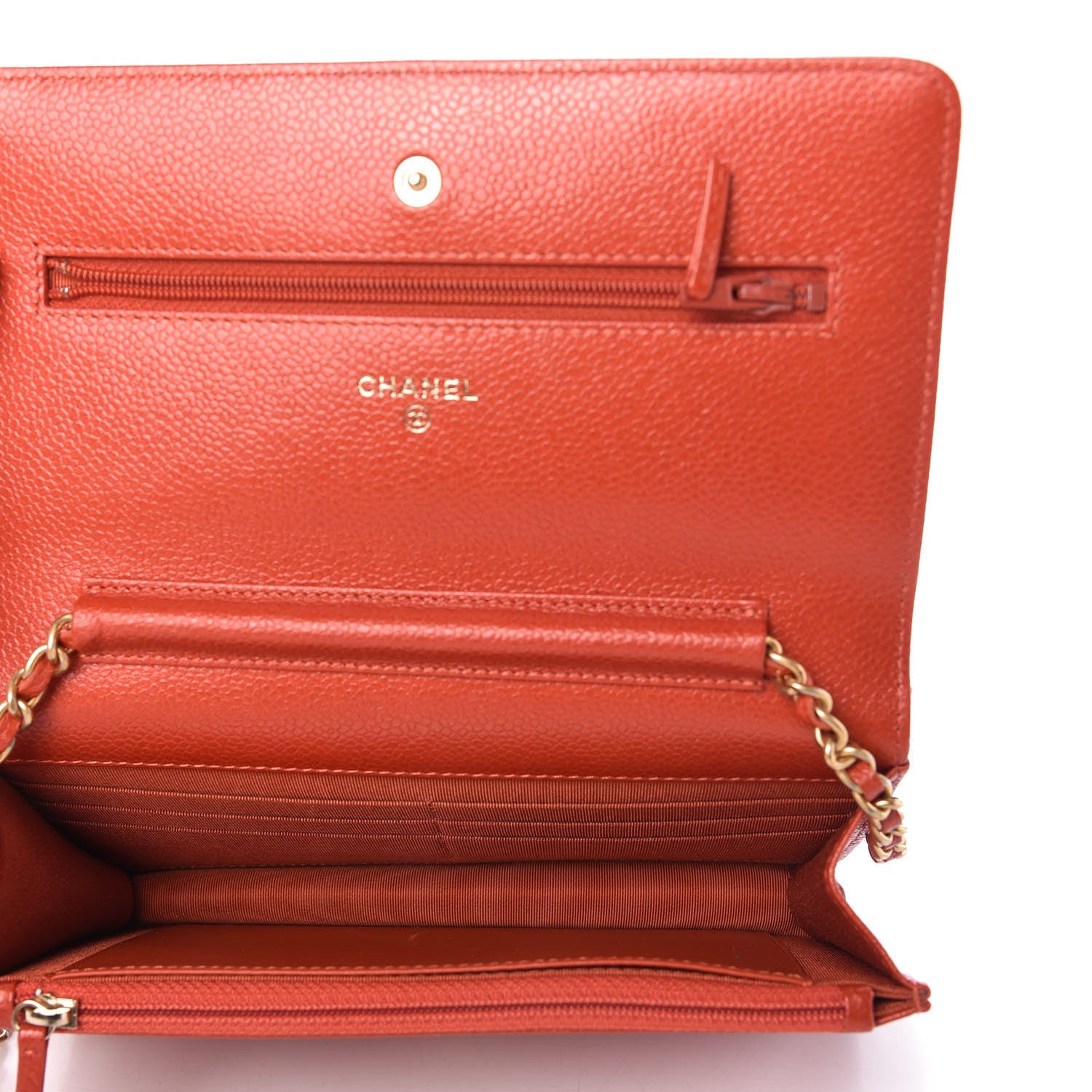Chanel Pearly Caviar Quilted Wallet On Chain WOC Orange 5 of 11