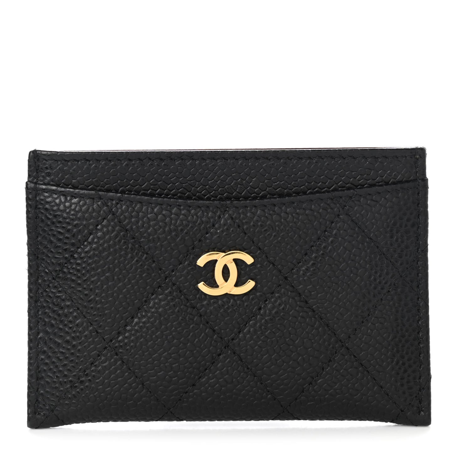 Caviar Quilted Card Holder Black