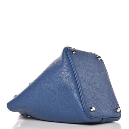 Hermes Taurillon Clemence Picotin Lock 18 PM Bleu Agate 4 of 7