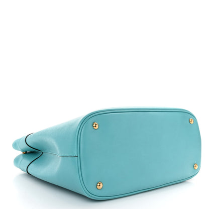 Gucci Textured Calfskin Medium Bright Bit Tote Blue 4 of 9