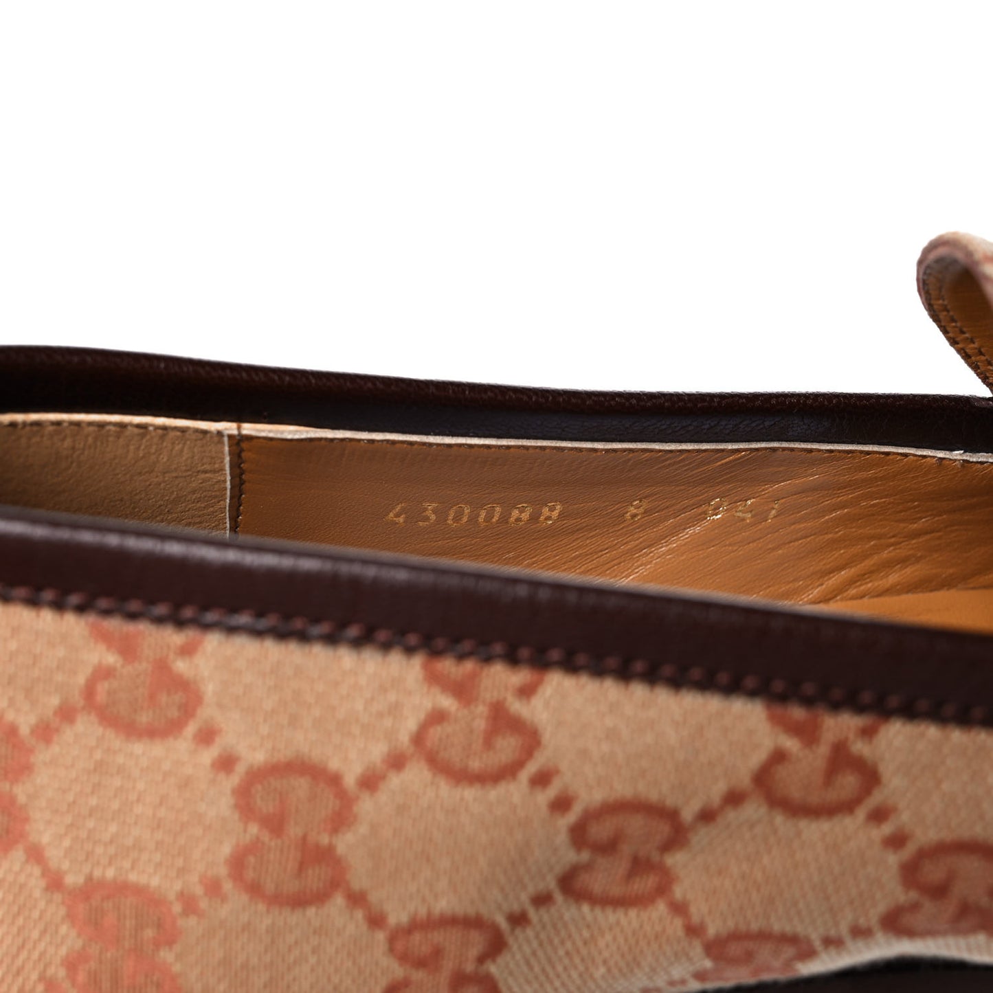 Canvas GG Monogram Horsebit Mens Jordaan Loafers 8 Beige Ruggine Light Brown