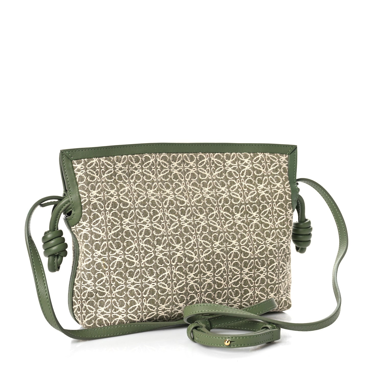 Jacquard Anagram Calfskin Mini Flamenco Knot Clutch Avocado Green