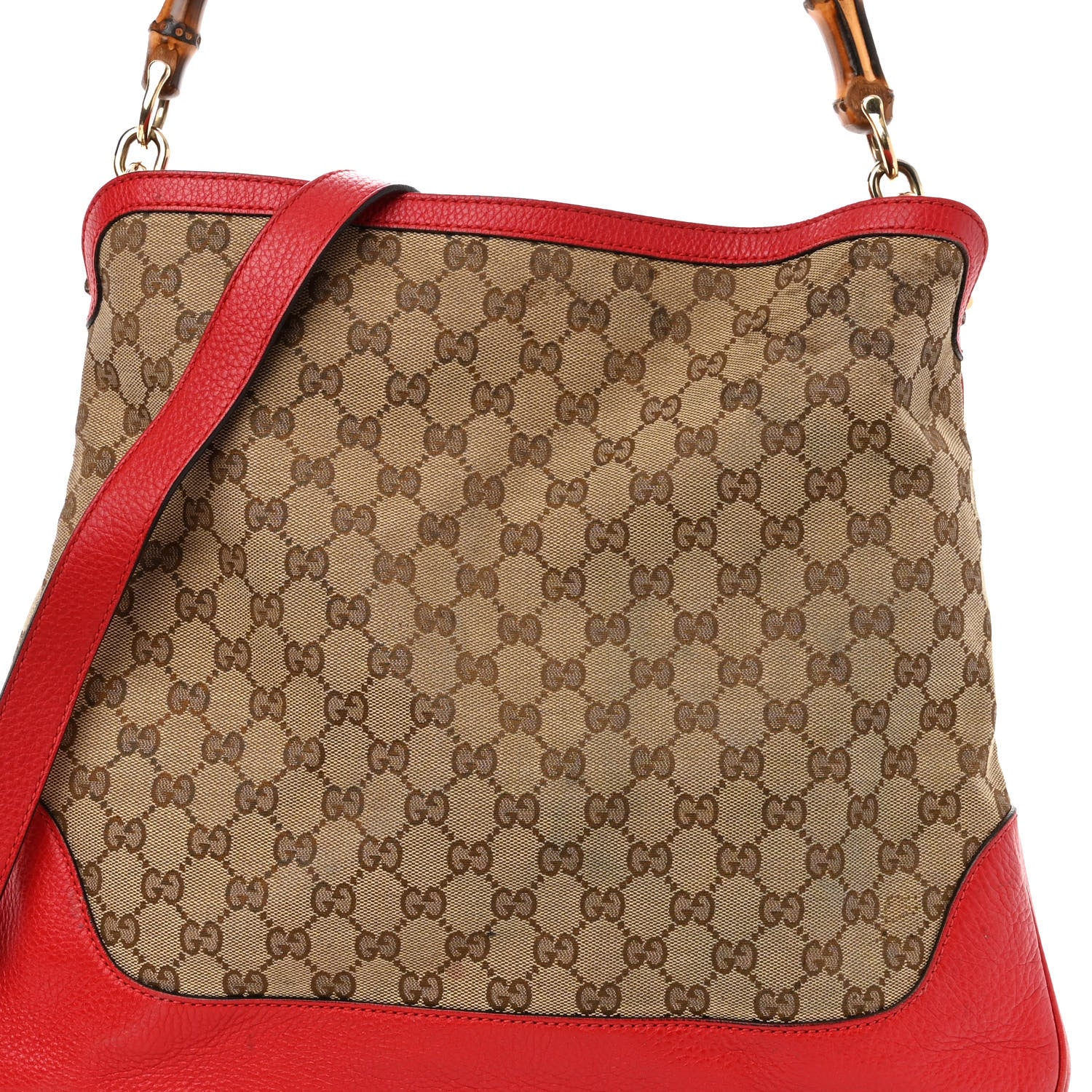Gucci Monogram Medium Diana Bamboo Shoulder Bag Red 8 of 13