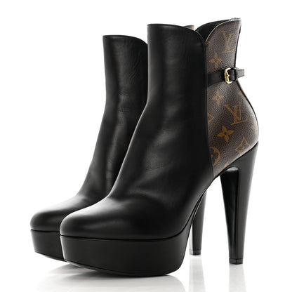 Louis Vuitton Calfskin Monogram Afterglow Platform Ankle Boots 39 Black 3 of 9