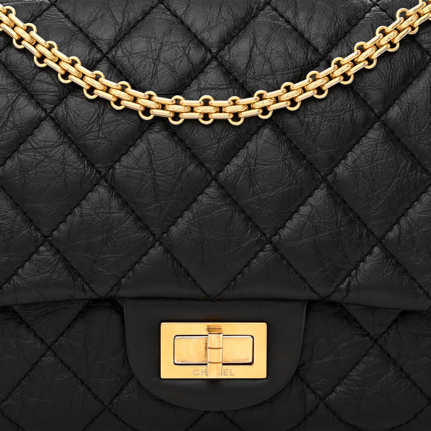 Aged Calfskin Quilted Reissue 227 Flap Black