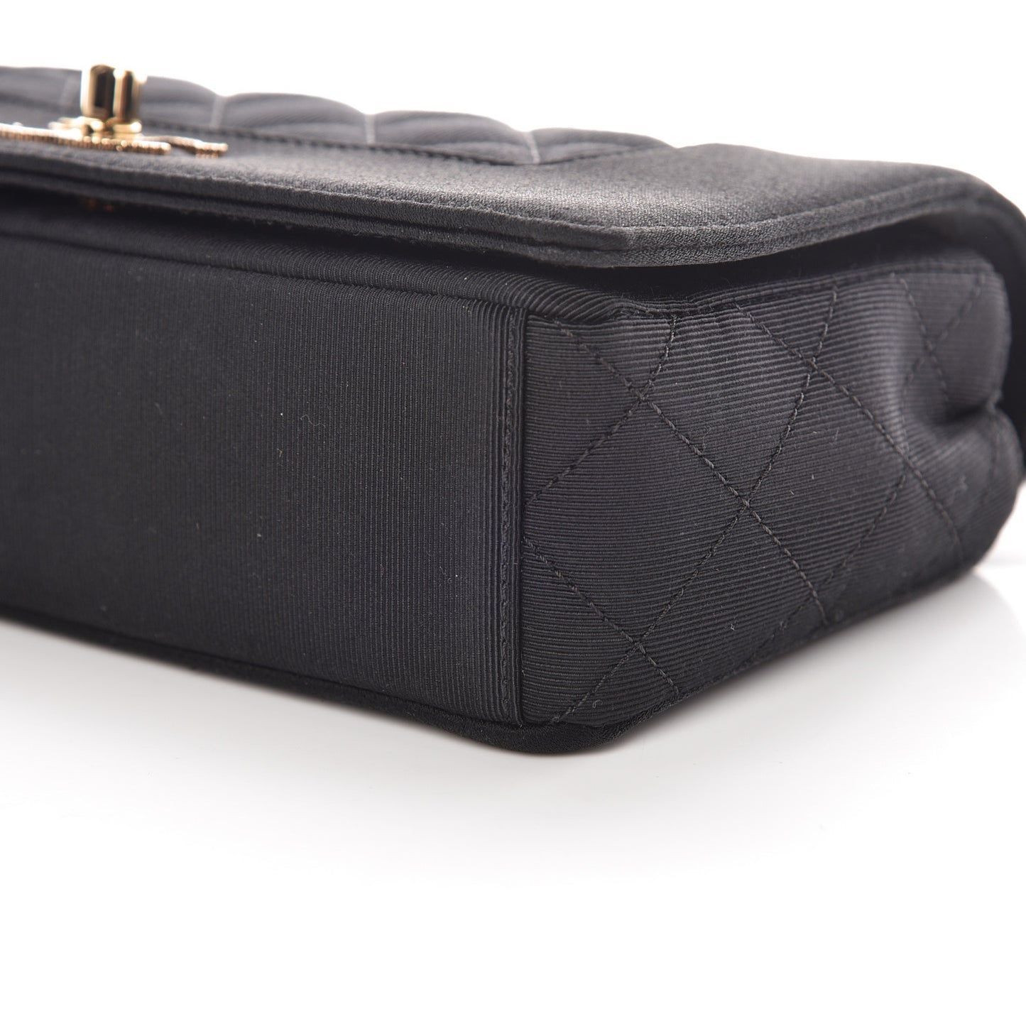 Grosgrain Satin Quilted Small Vintage Mademoiselle Flap Black