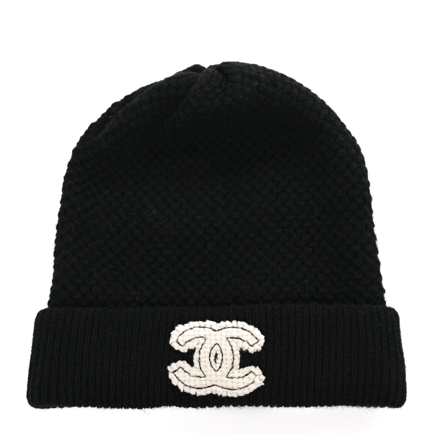 Chanel Cashmere CC Logo Beanie Hat Black 1 of 3