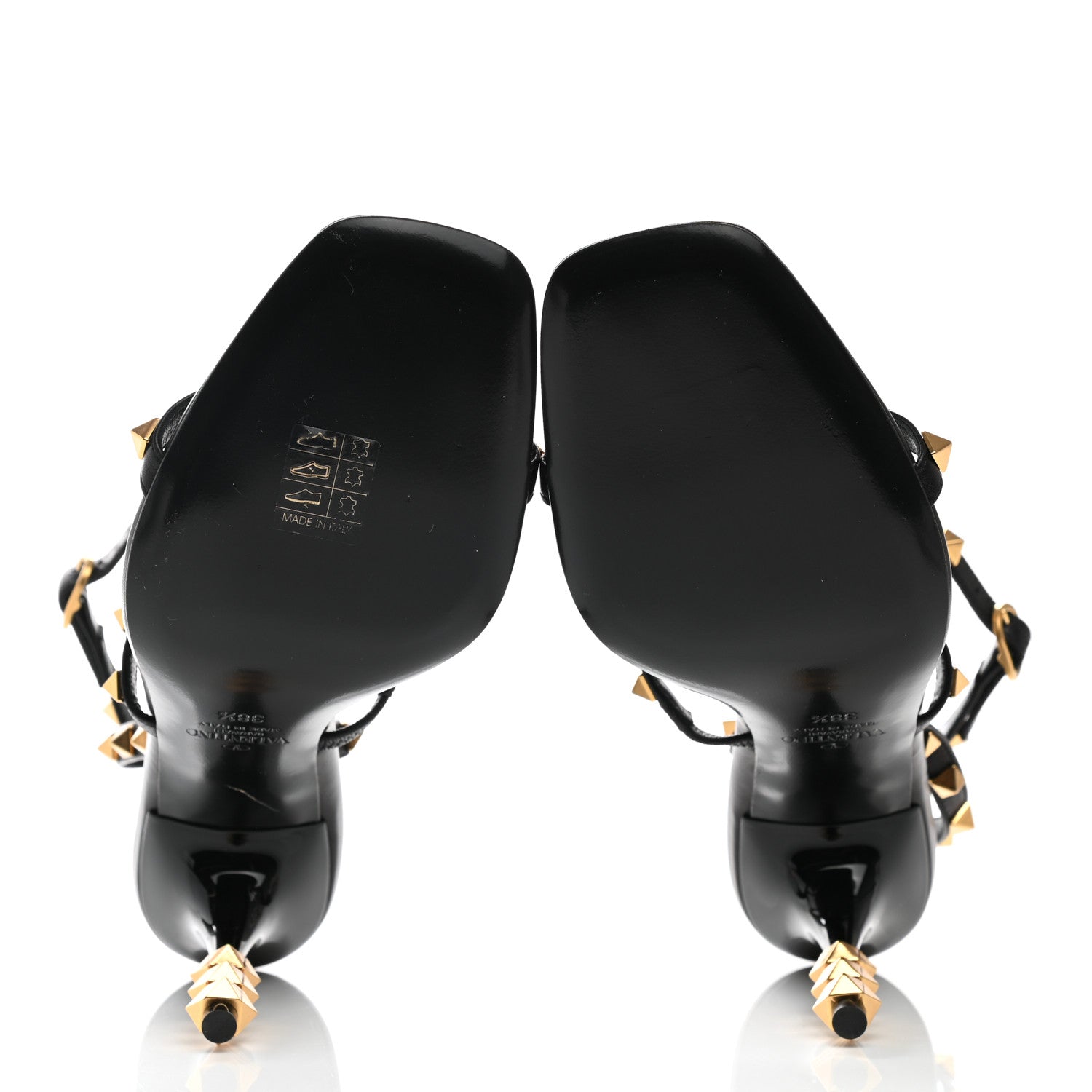 Valentino Garavani Goatskin Rockstud Sculpted Heel Ankle Strap 100mm Pumps 38.5 Black 5 of 7