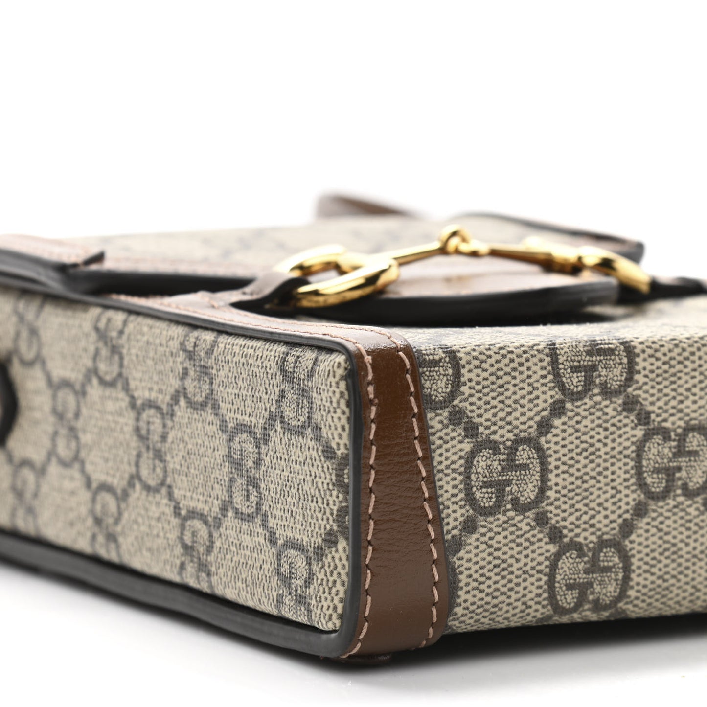 GG Supreme Monogram Mini Horsebit 1955 Crossbody Bag Beige Brown Sugar
