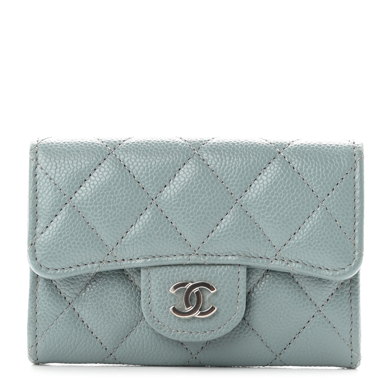 Chanel Caviar Quilted Flap Card Holder Wallet Grey 1 of 8