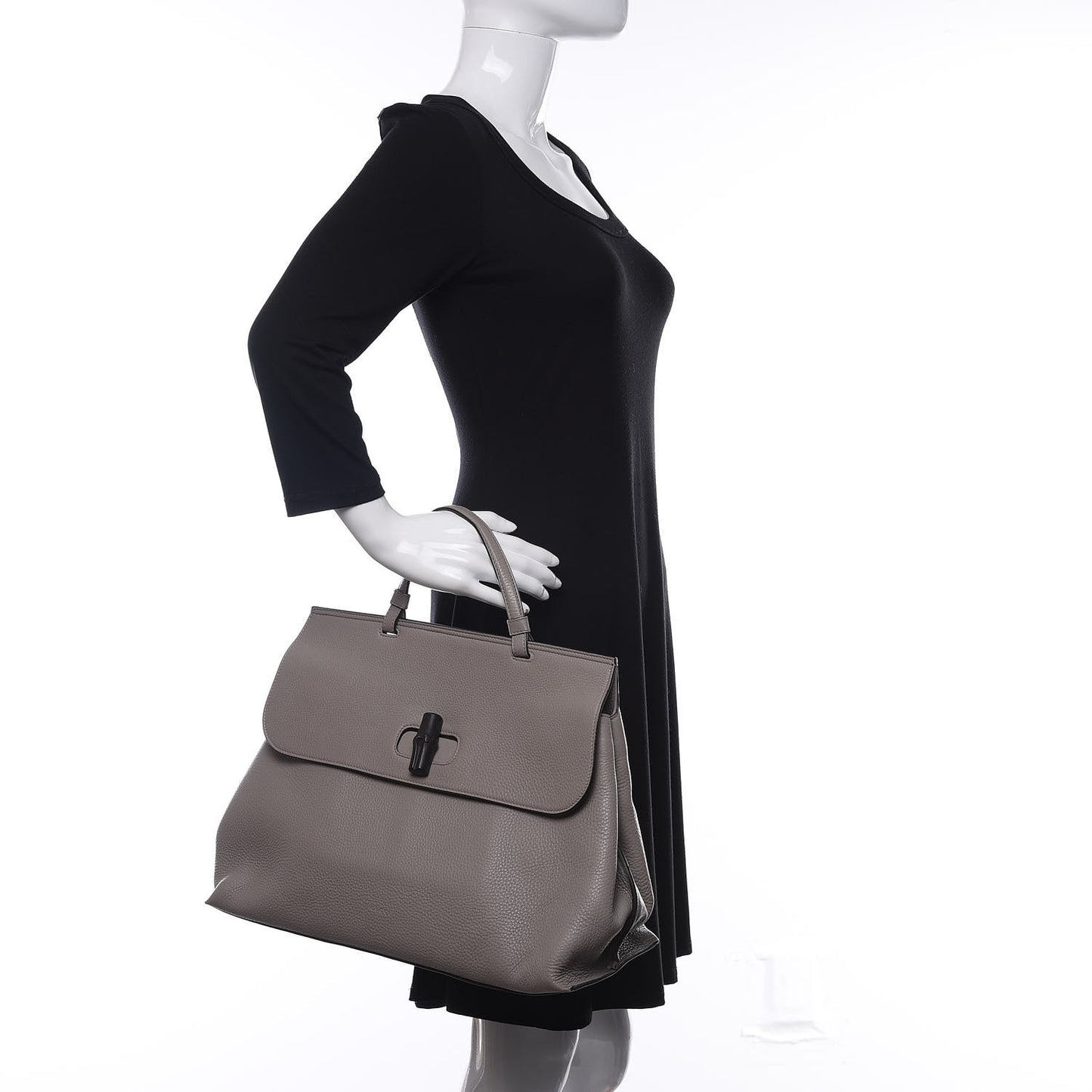 Cellarius Calfskin Large Bamboo Daily Top Handle Bag Storm Grey