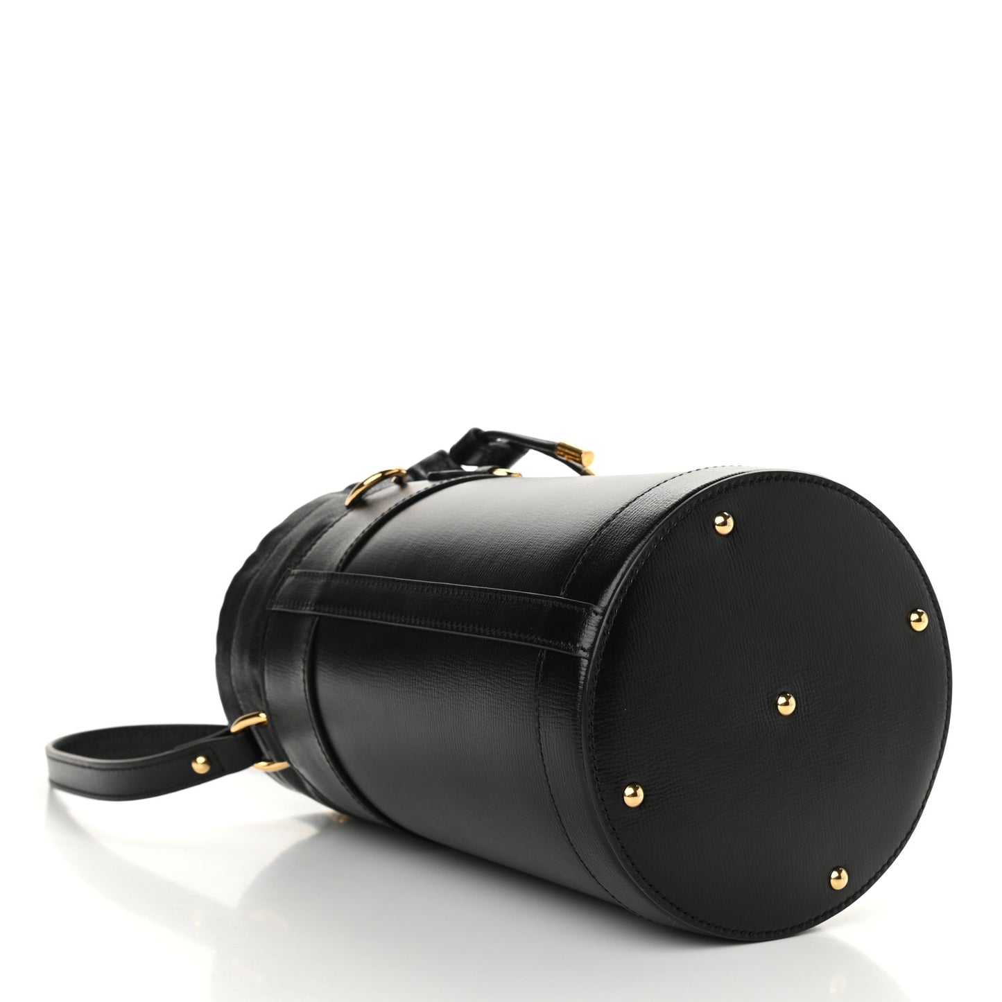 Azalea Sakai Calfskin Small Horsebit 1955 Drawstring Bucket Bag Black