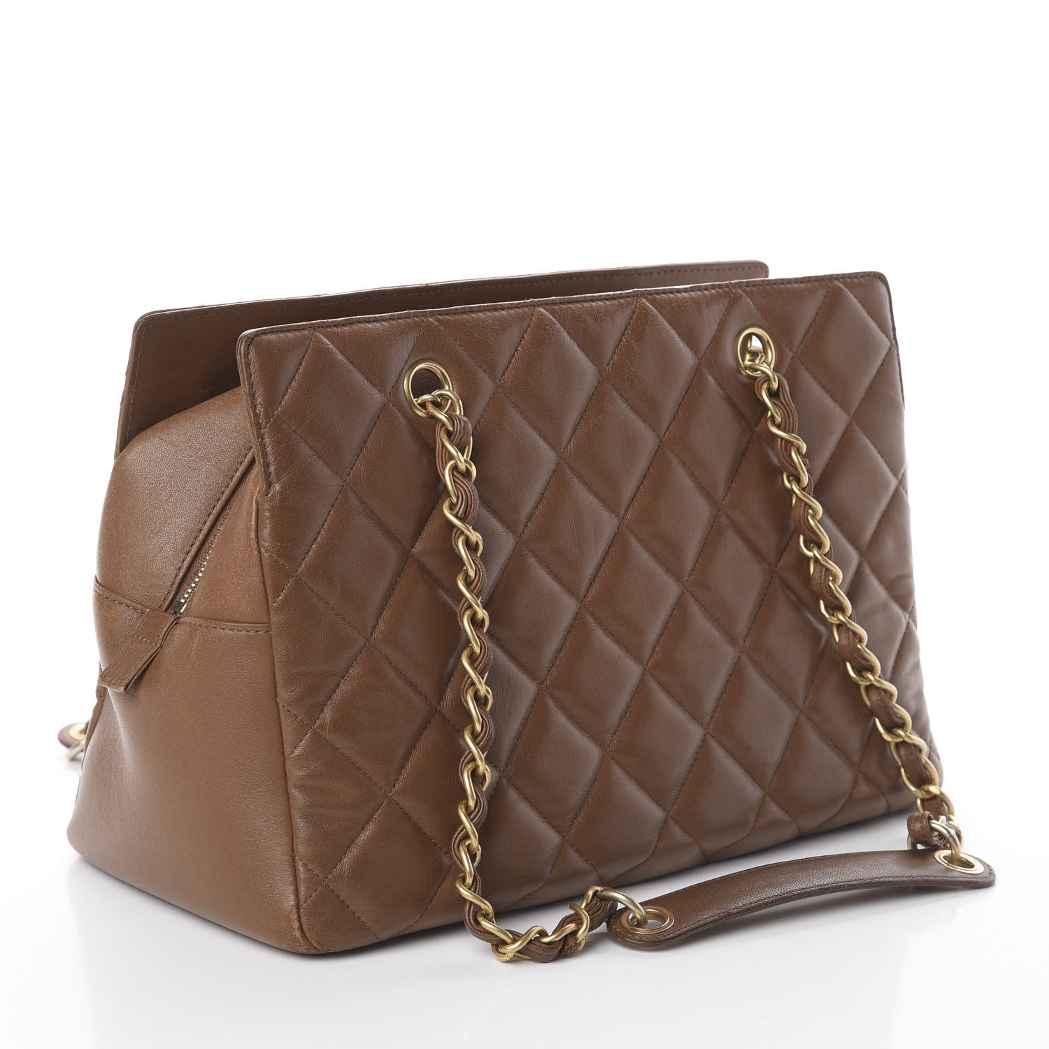 Chanel Lambskin Quilted Diamond CC Shoulder Bag Brown 2 of 5