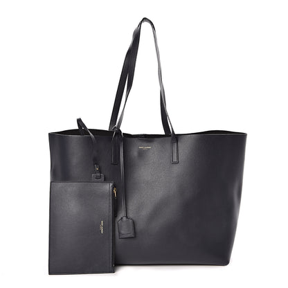 Saint Laurent Calfskin Large Shopping Tote Navy 1 of 10
