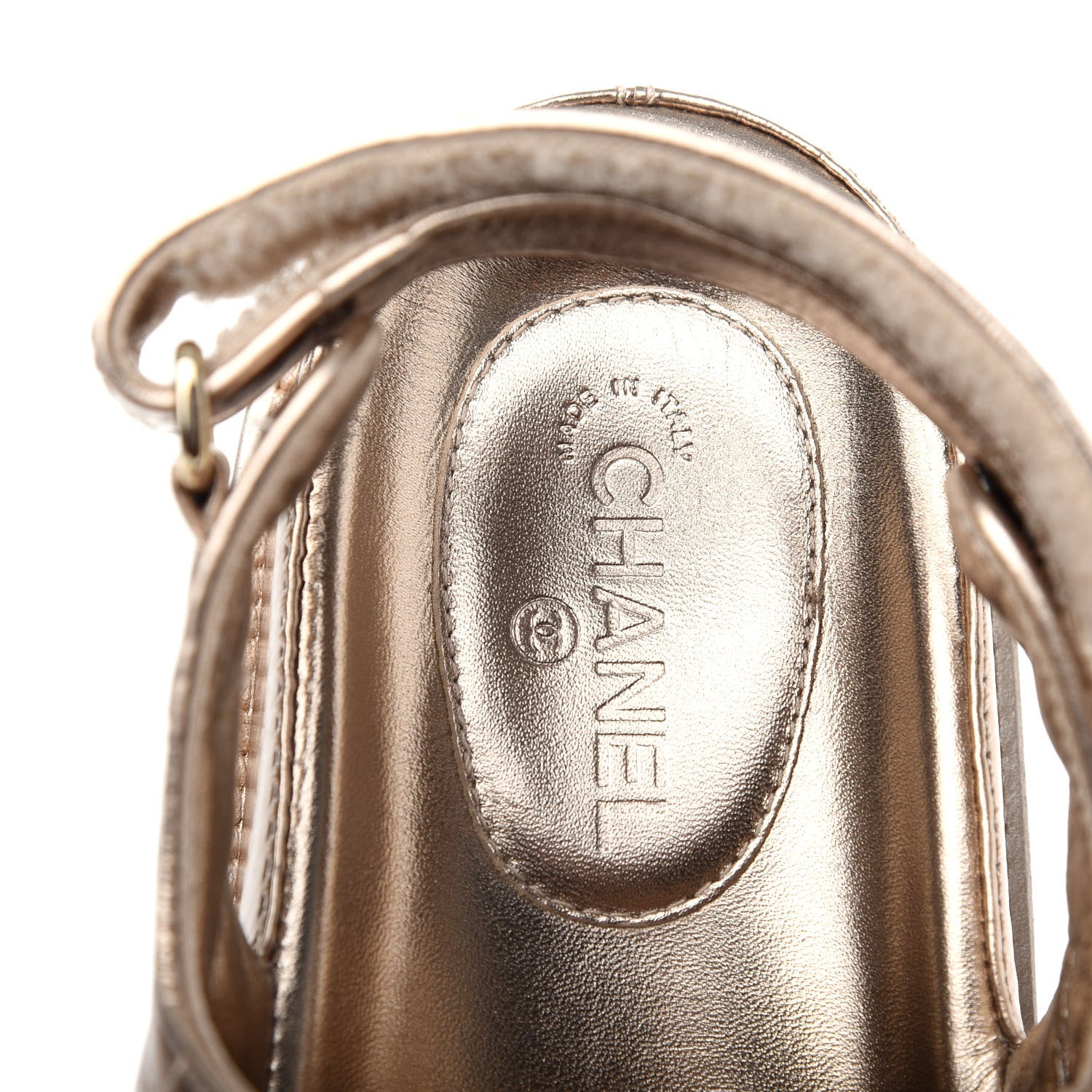 Chanel Iridescent Lambskin Quilted Velcro Dad Sandals 37.5 Light Bronze 8 of 11