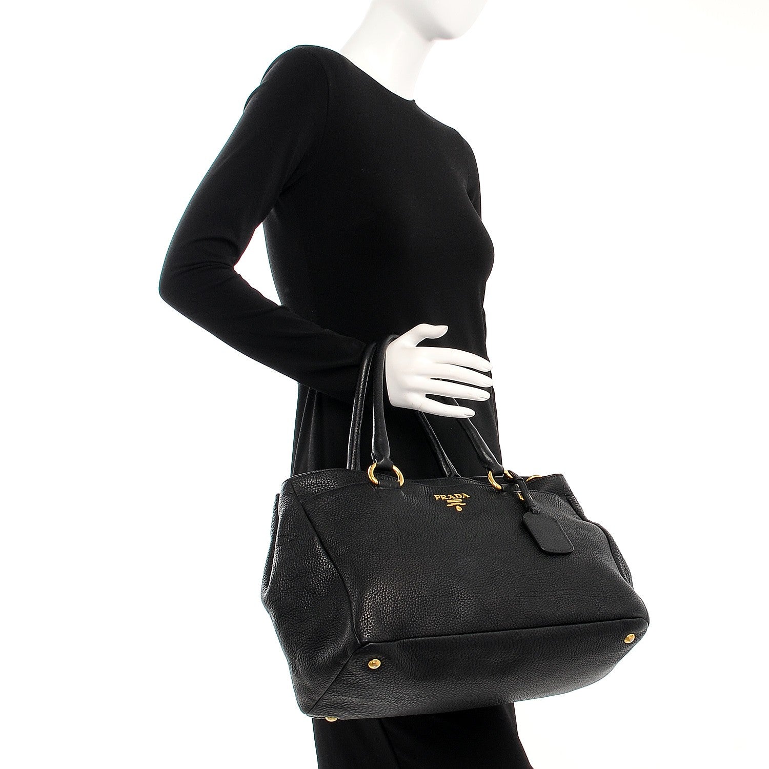 Prada Vitello Daino Tote Nero Black 3 of 9