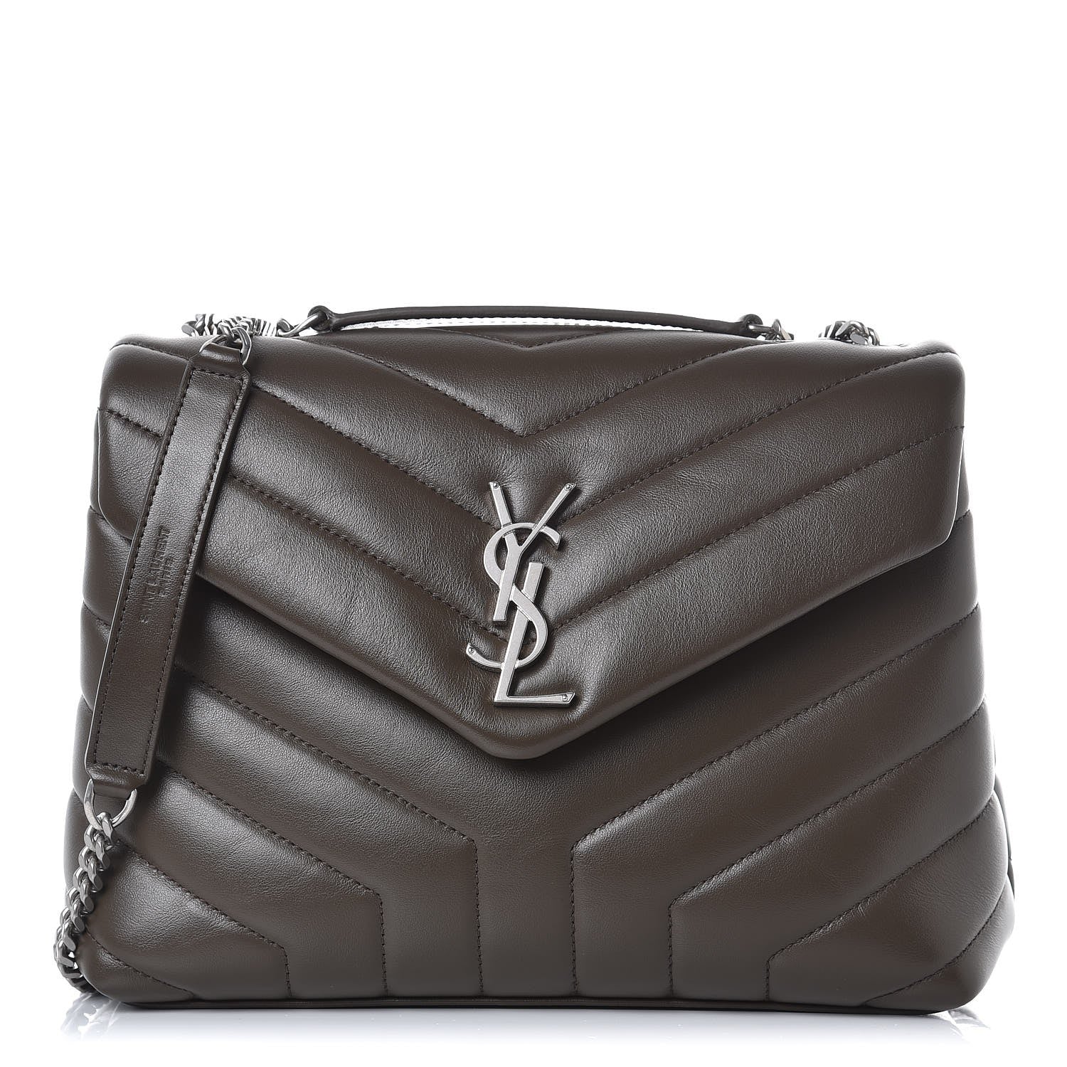Saint Laurent Calfskin Y Quilted Monogram Small Loulou Chain Satchel Asphalt 1 of 8