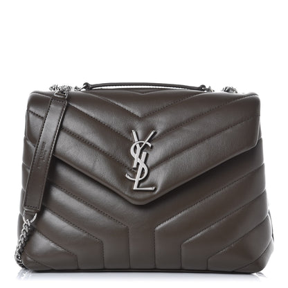 Saint Laurent Calfskin Y Quilted Monogram Small Loulou Chain Satchel Asphalt 1 of 8