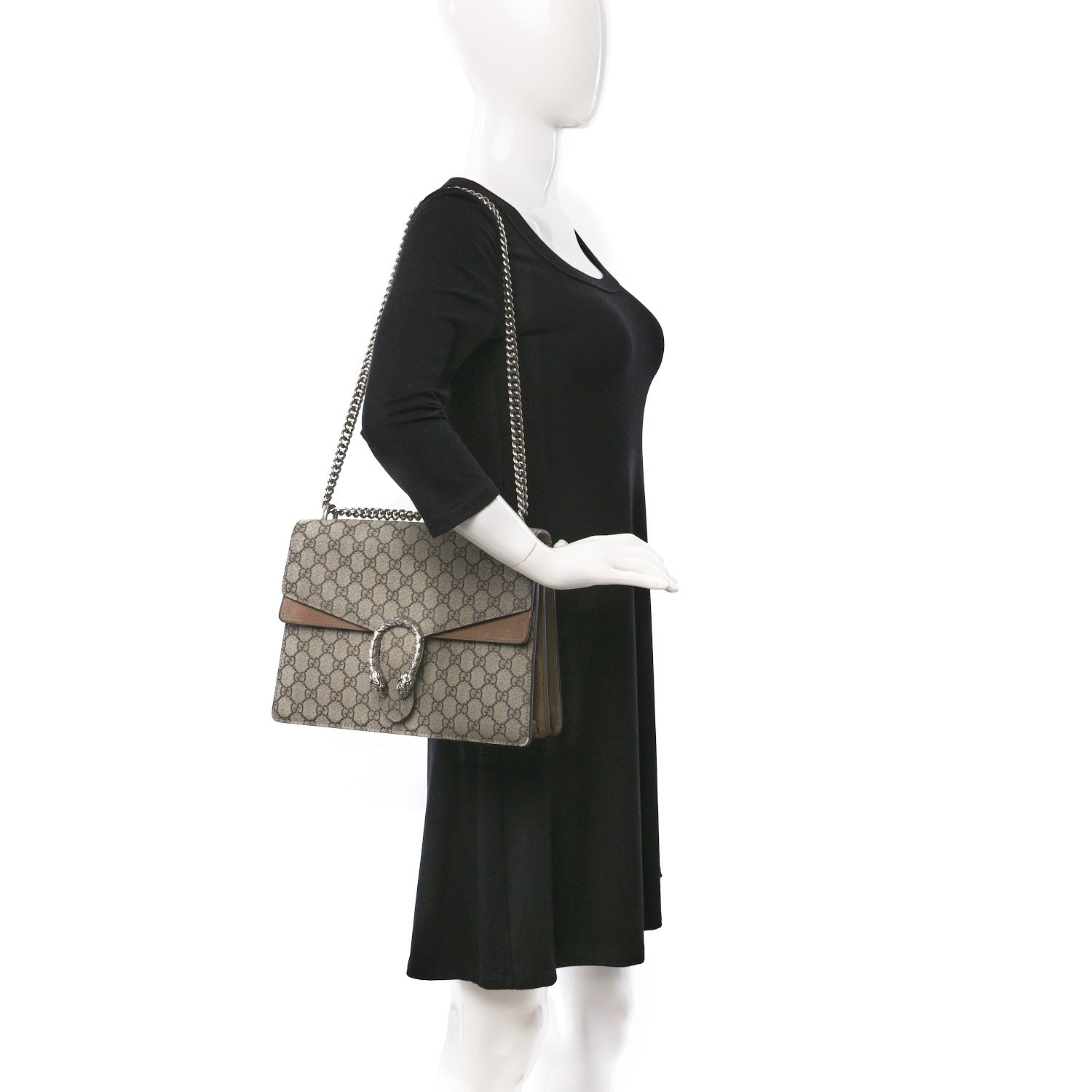 Gucci GG Supreme Monogram Medium Dionysus Shoulder Bag Taupe 2 of 10