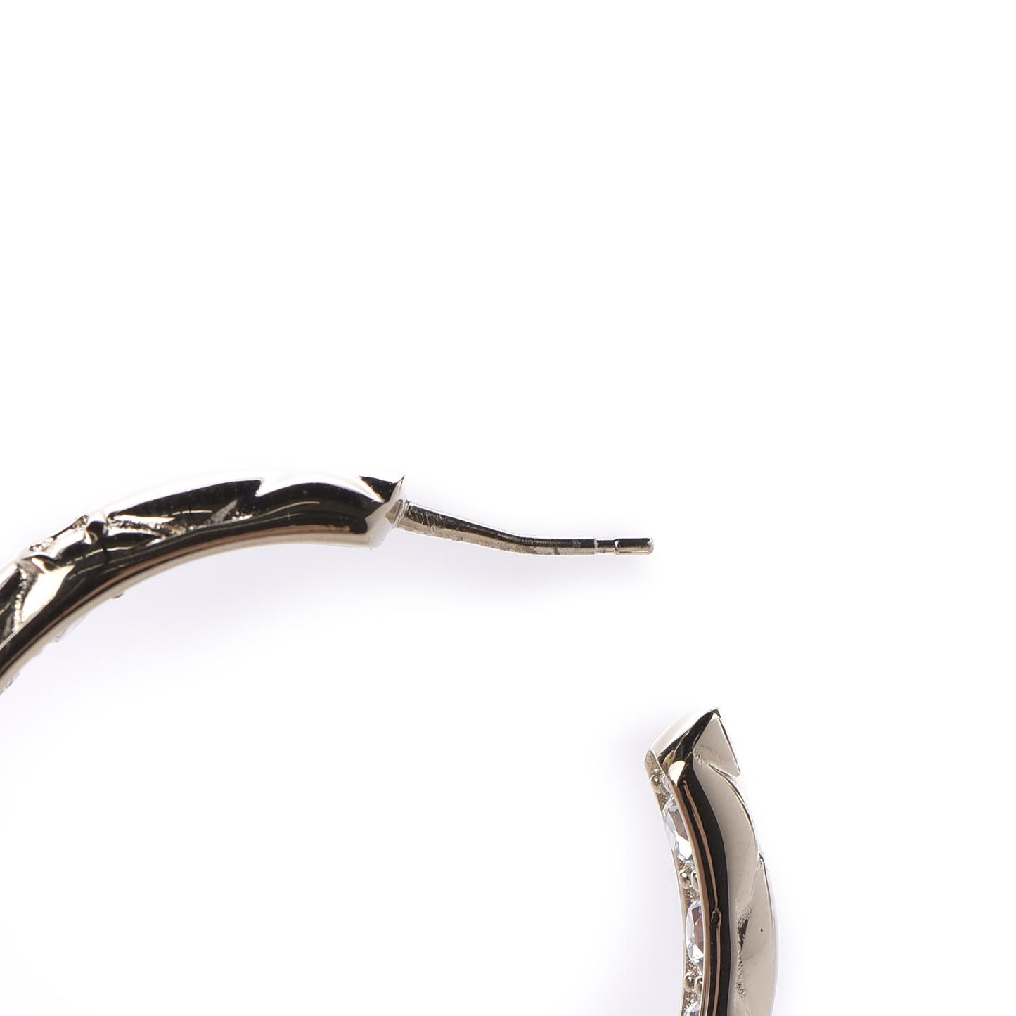 Crystal Quilted CC Hoop Earrings Gold