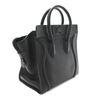 Celine Drummed Calfskin Mini Luggage Black 3 of 9