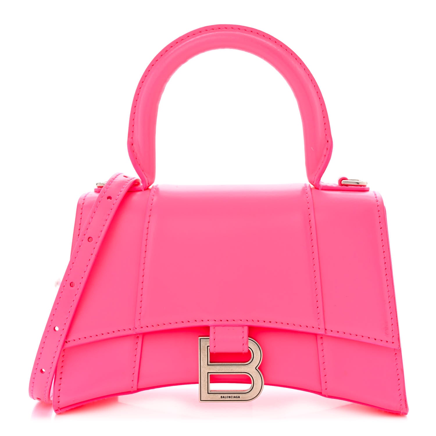Balenciaga Shiny Box Calfskin Hourglass Top Handle Bag XS Hot Pink 1 of 13
