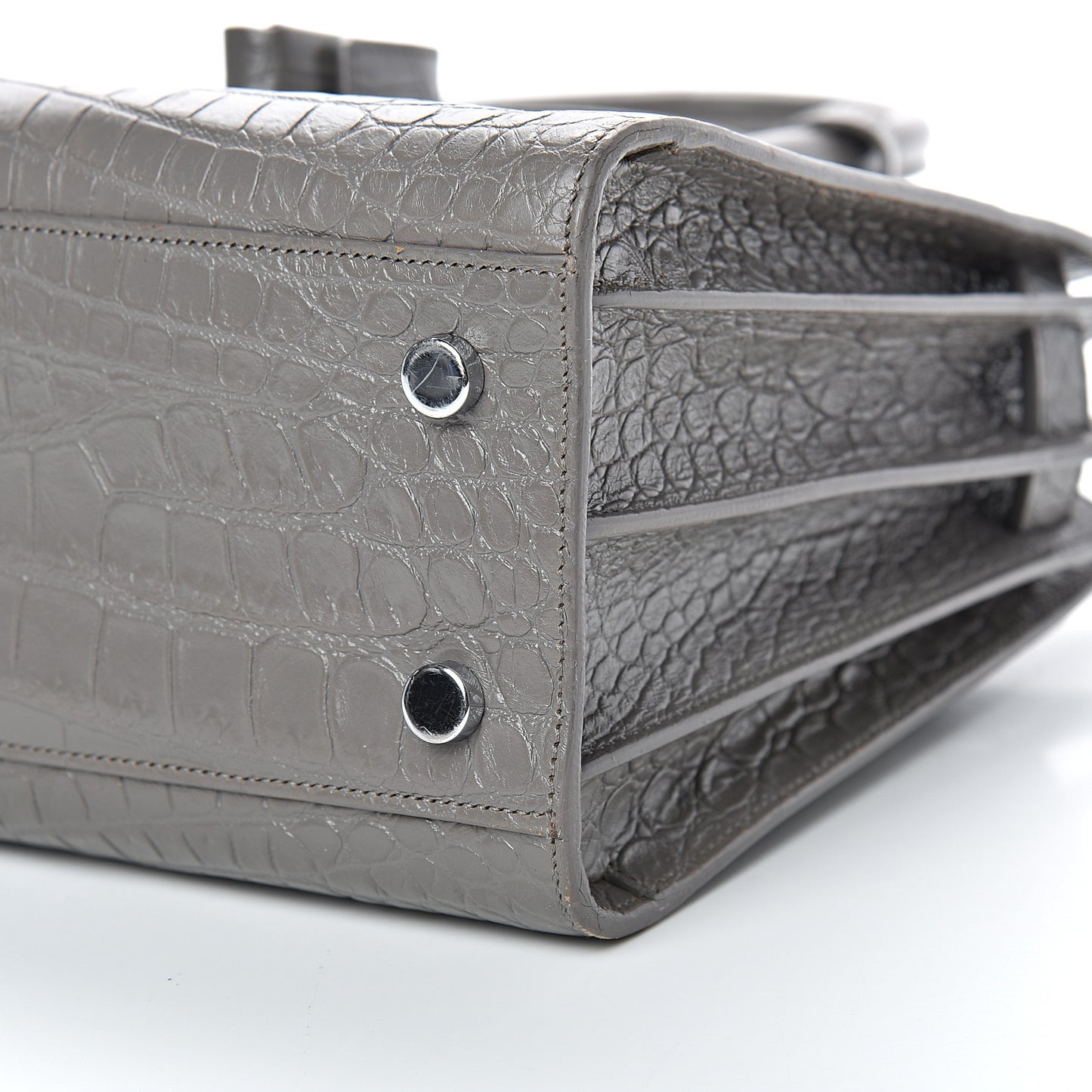 Calfskin Crocodile Embossed Baby Sac De Jour Fog