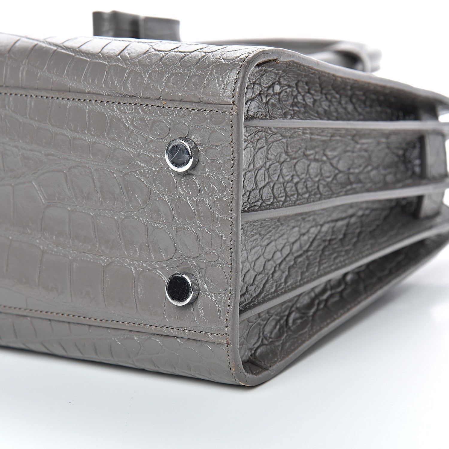 Saint Laurent Calfskin Crocodile Embossed Baby Sac De Jour Fog 9 of 23