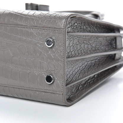 Saint Laurent Calfskin Crocodile Embossed Baby Sac De Jour Fog 9 of 23