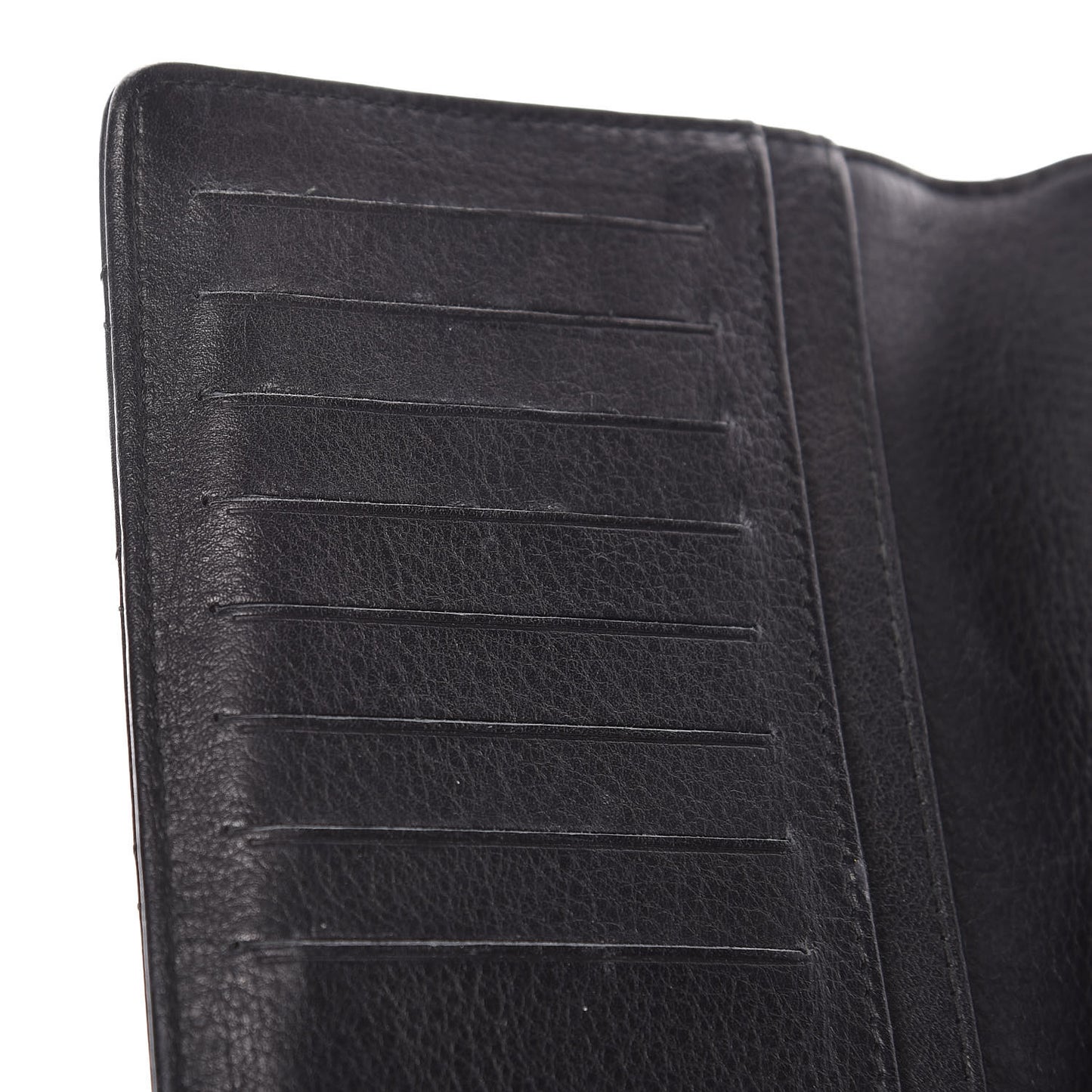 Calfskin Diamond Stitched Yen Wallet Black