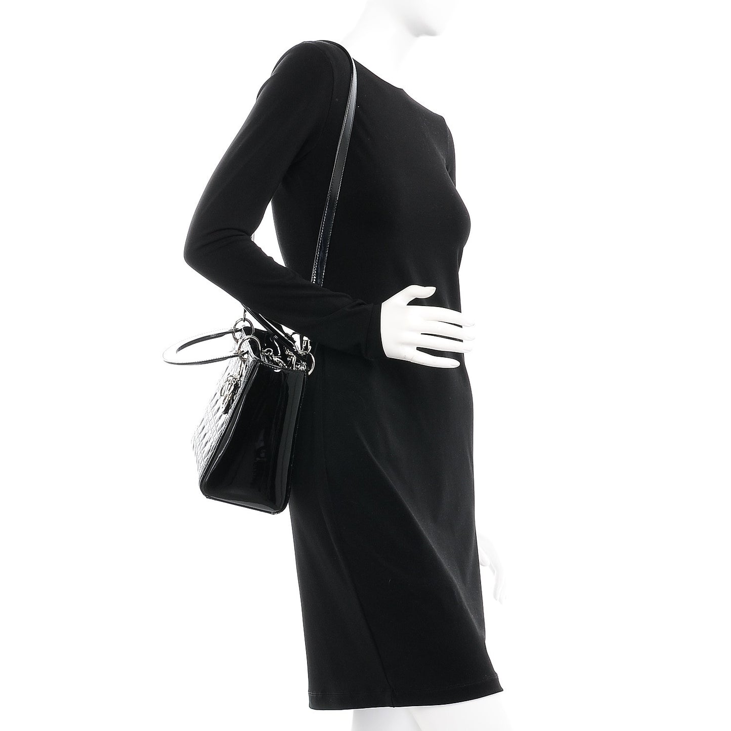 Patent Cannage Medium Lady Dior Black