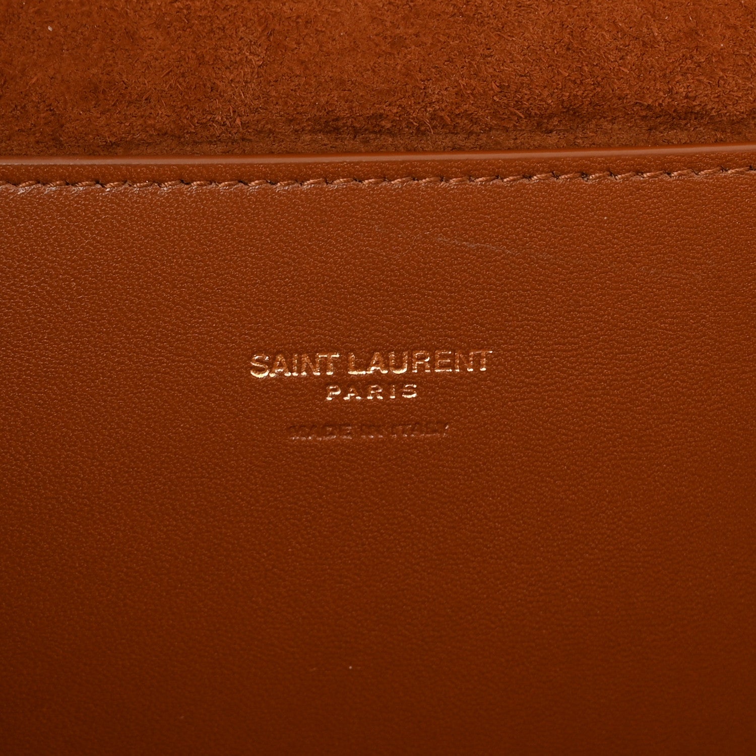 Saint Laurent Calfskin Crocodile Embossed Suede Medium Reversible Monogram Kate Satchel Military Taupe 6 of 10