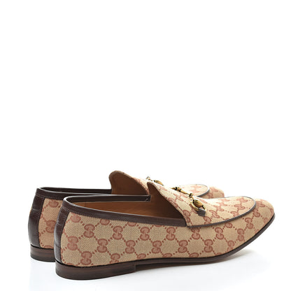 Gucci Canvas GG Monogram Horsebit Mens Jordaan Loafers 9.5 Beige Ruggine Light Brown 4 of 8