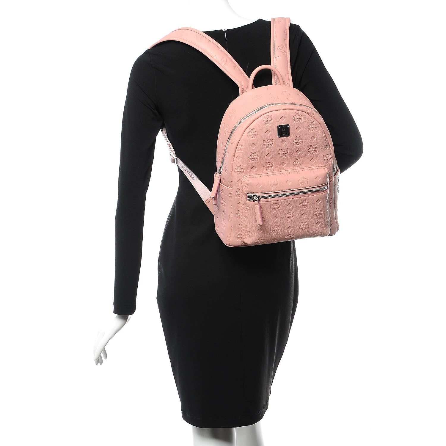 MCM Calfskin Ottomar Monogram Backpack Pink 2 of 8