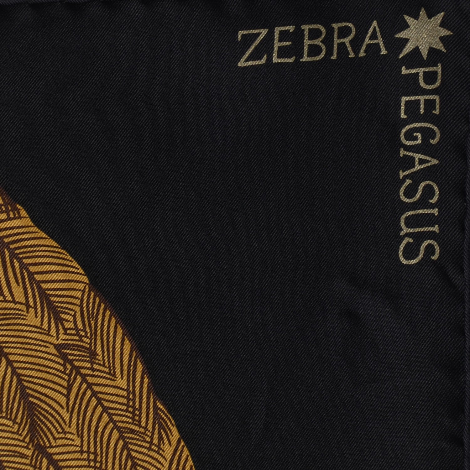 Hermes Silk Twill Zebra Pegasus Scarf 90 Noir Bronze Marron 3 of 7