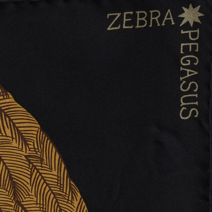 Hermes Silk Twill Zebra Pegasus Scarf 90 Noir Bronze Marron 3 of 7