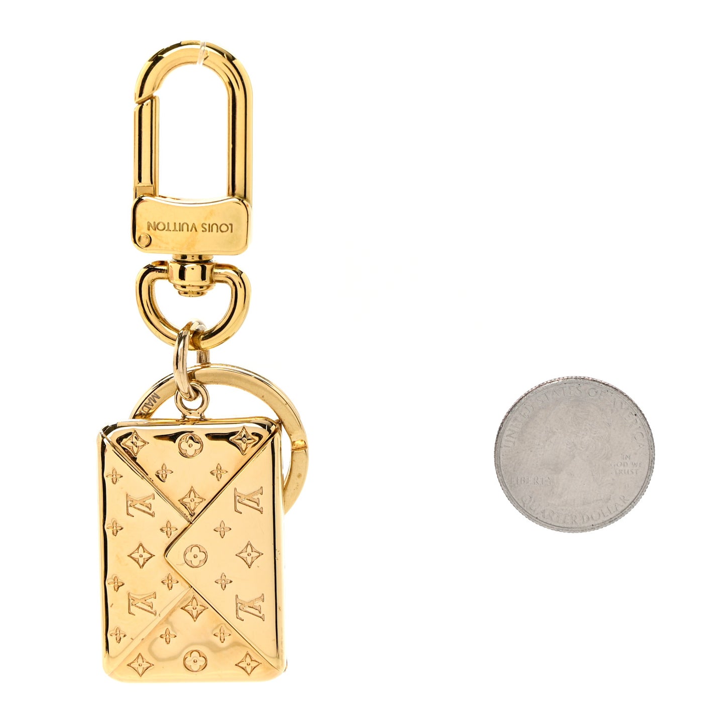 Love Note Envelope Bag Charm Key Holder Gold