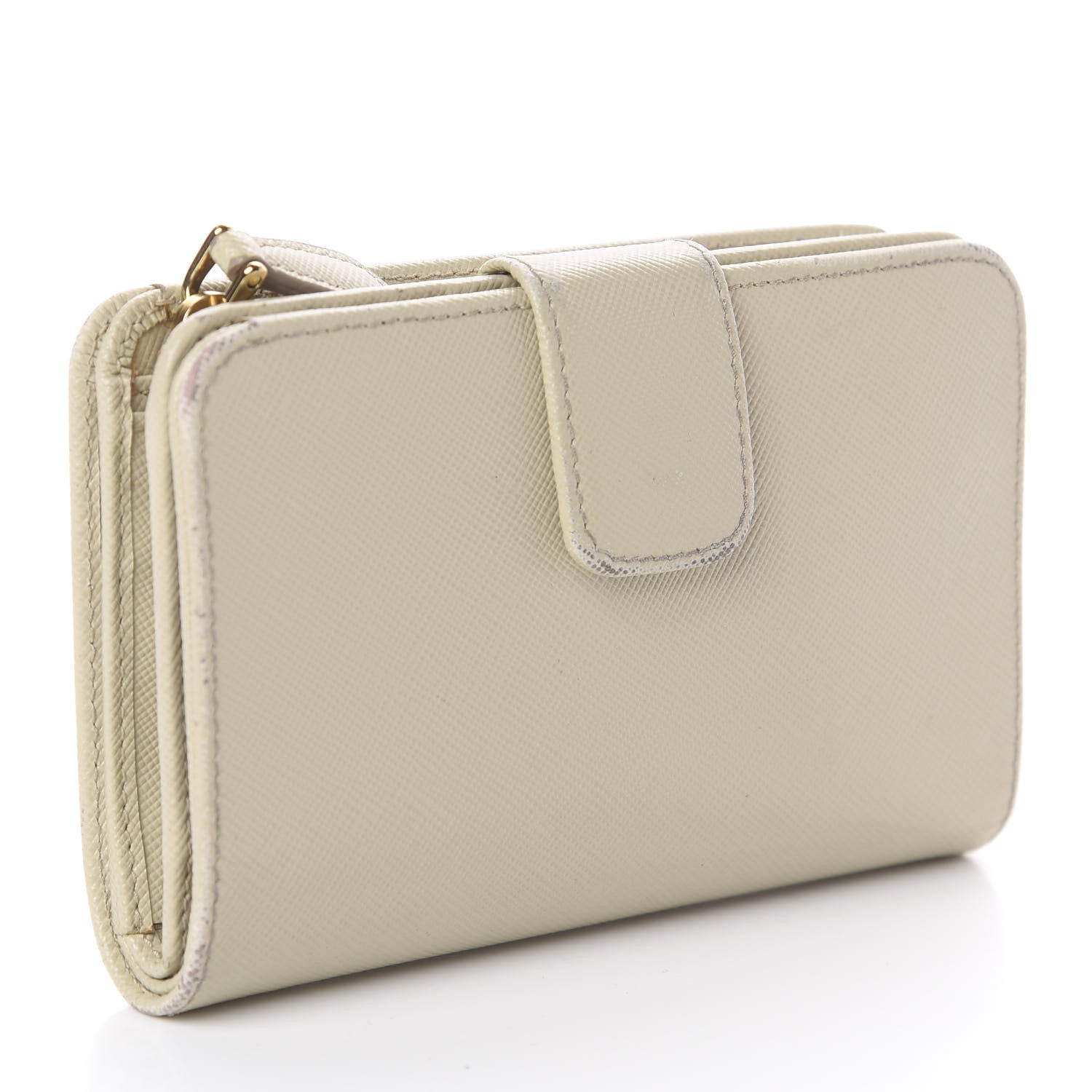 Prada Saffiano Metal Compact Wallet Cera 2 of 5
