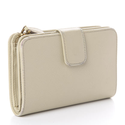 Prada Saffiano Metal Compact Wallet Cera 2 of 5