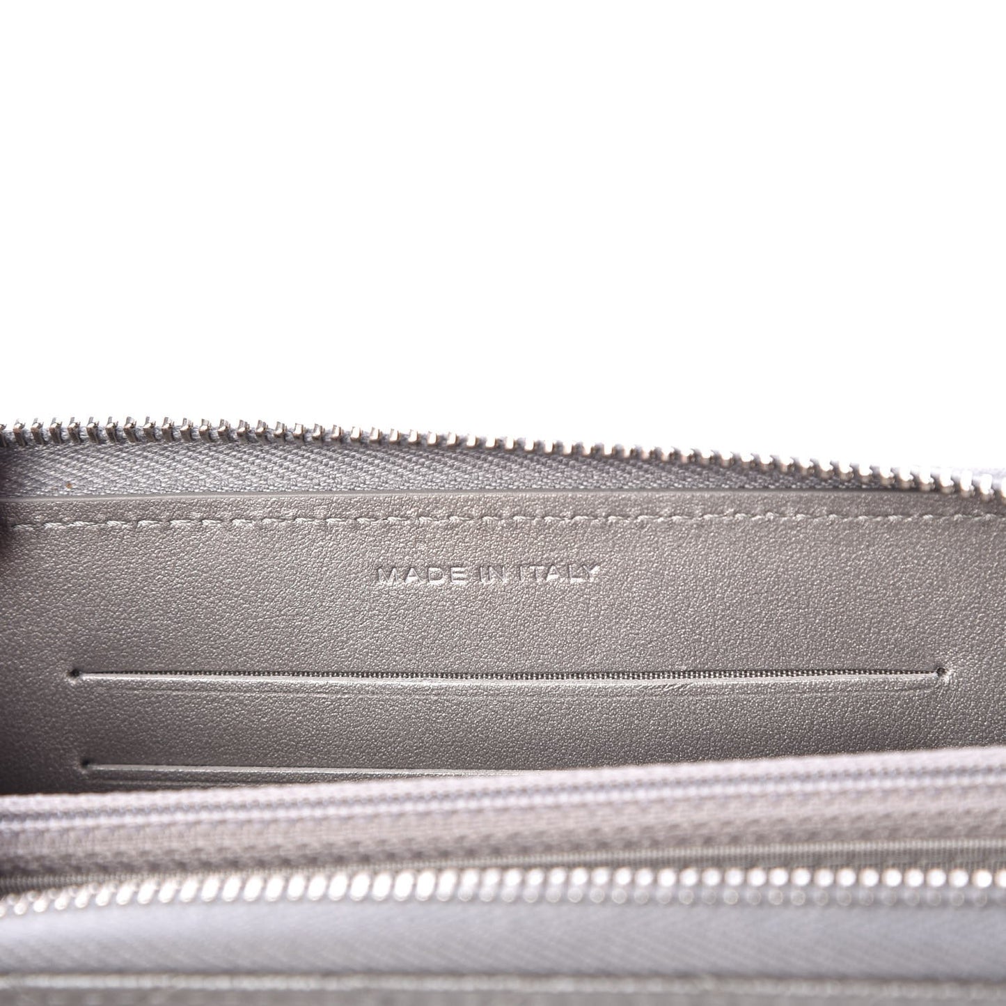 Metallic Caviar Quilted Medium Zip Around Wallet Silver