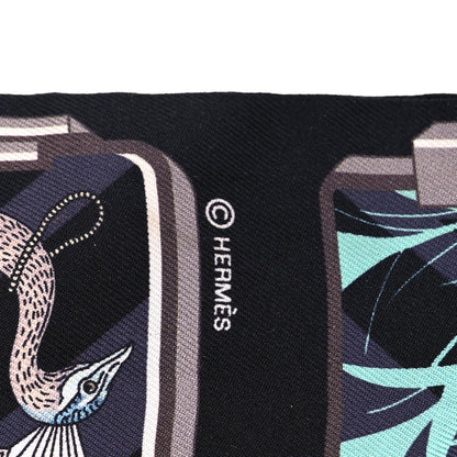Hermes Silk Story Twilly Black Rose Gris 5 of 8