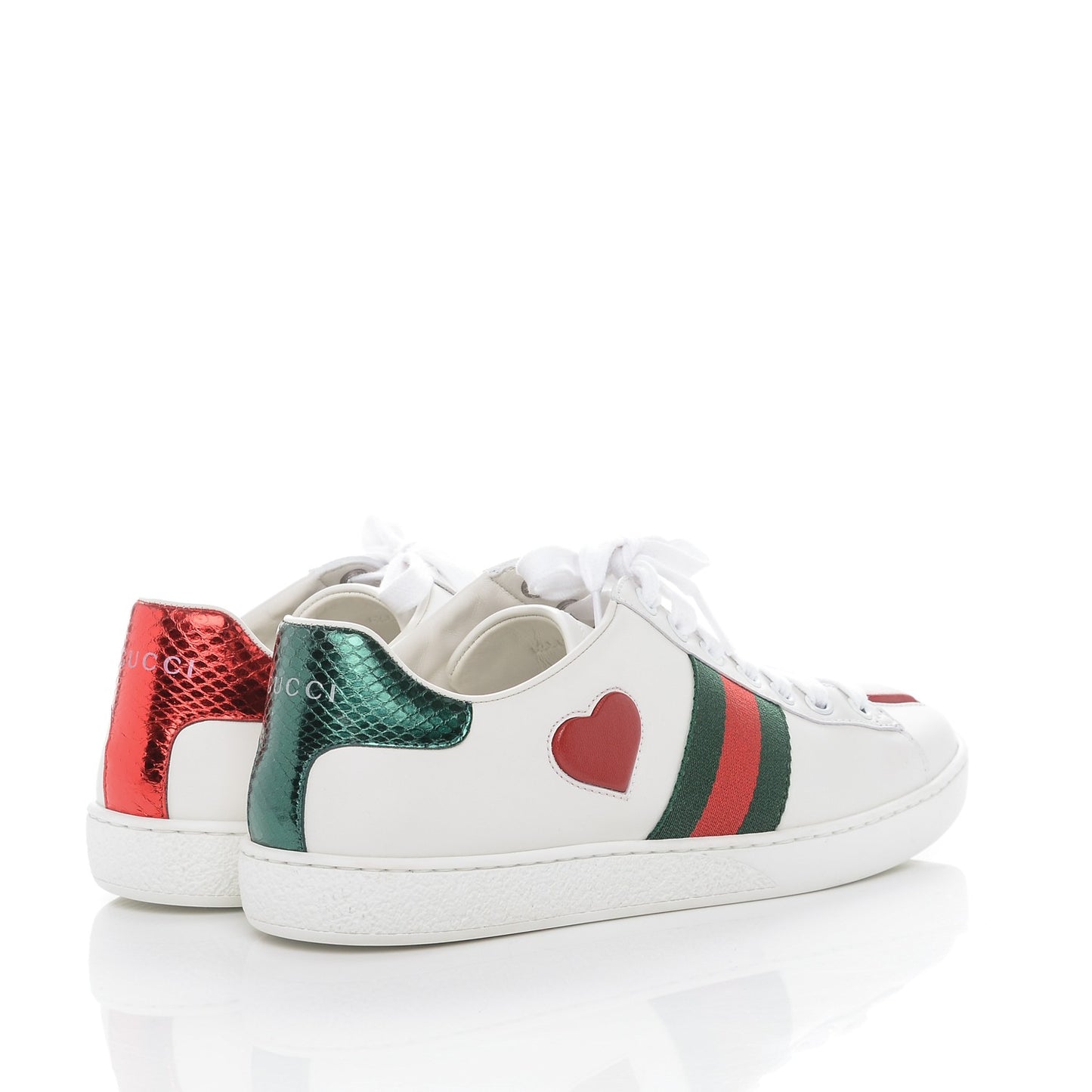 Calfskin Ayers Web Heart Embroidered Ace Sneakers 37.5 White