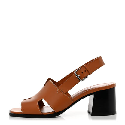 Hermes Calfskin Elbe 60 Sandals 38 Marron Glaise 1 of 9