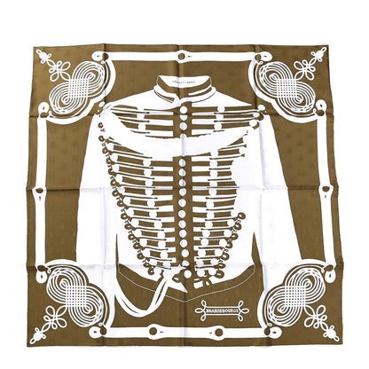 Hermes Silk Brandebourgs Tattoo Scarf 90 Kaki White 1 of 7