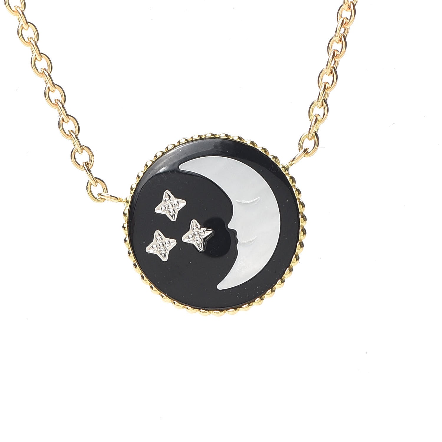 Christian Dior 18K Yellow White Gold Diamond Black Onyx Mother of Pearl Rose Celeste Pendant Necklace 4 of 8