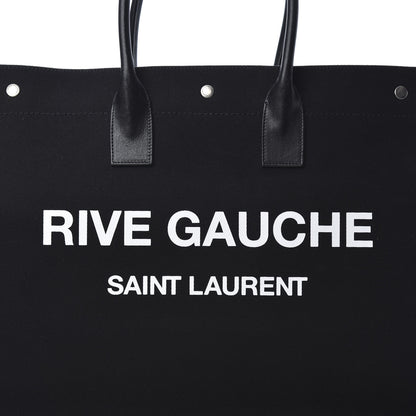 Saint Laurent Linen Calfskin Rive Gauche Tote Black 8 of 10