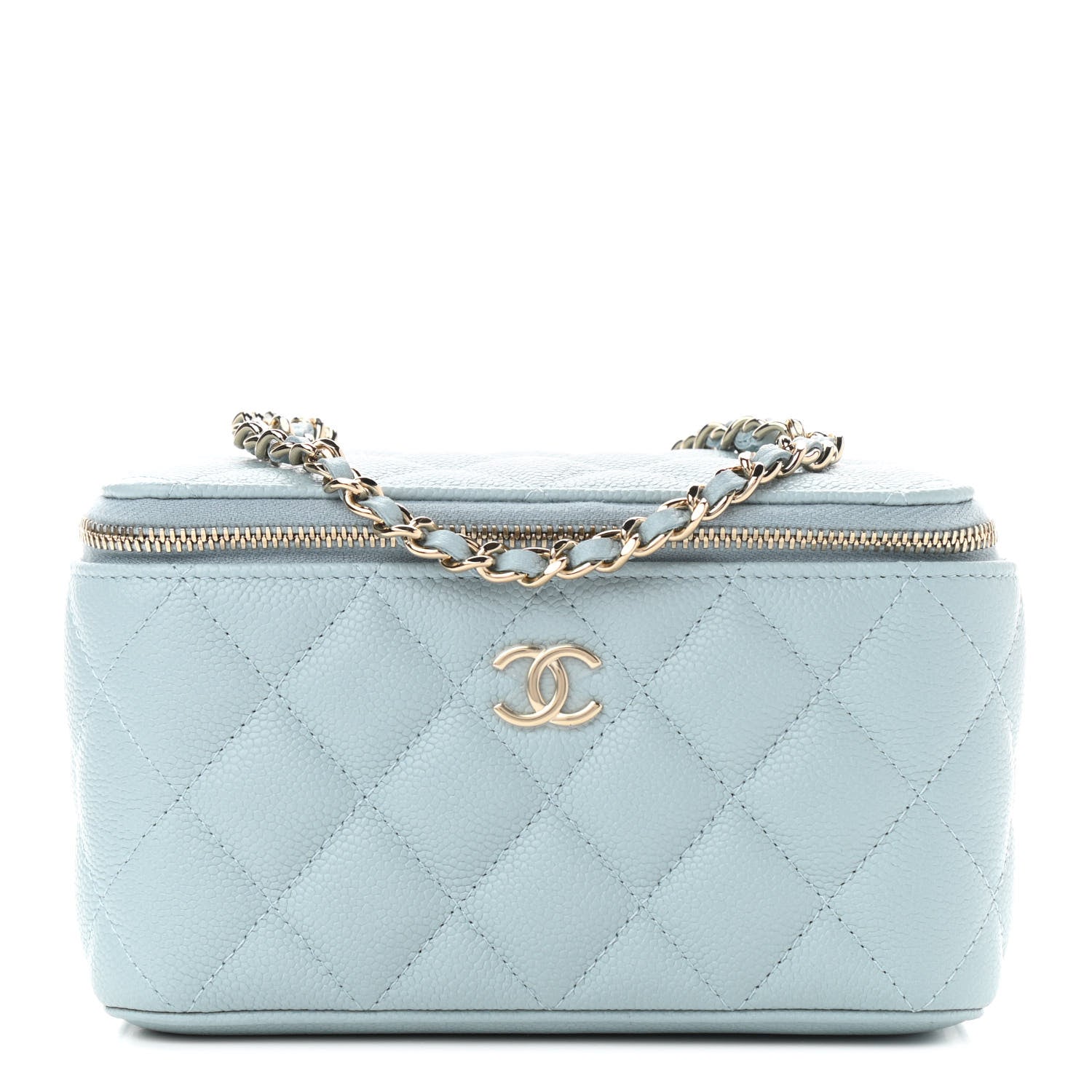 Chanel Caviar Quilted Small Tiny CC Vanity Case With Chain Light Blue 1 of 12