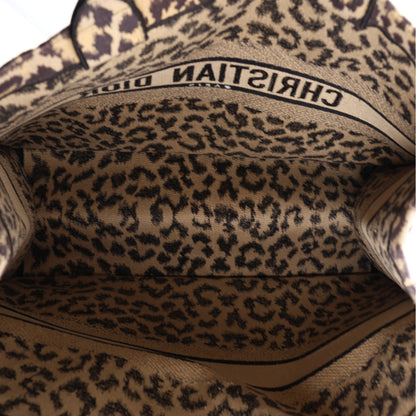 Christian Dior Canvas Mizza Embroidered Large Leopard Book Tote Beige 4 of 9